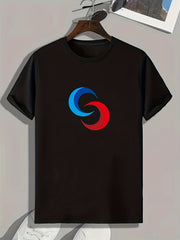Red Symbol Print Men's Graphic Tee for Summer
