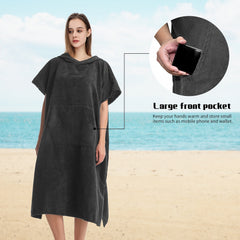 Quick Dry Hooded Towel Robe with Pocket for Swimming Surfing Unisex