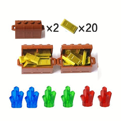 28pcs Building Blocks Set Doll Diamond Brick Toy Treasure Chest Golden Pocket
