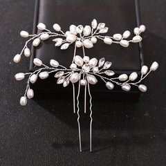 Crystal Faux Pearl Hairpin Wedding Hair Accessories Bridal Rhinestone Flower