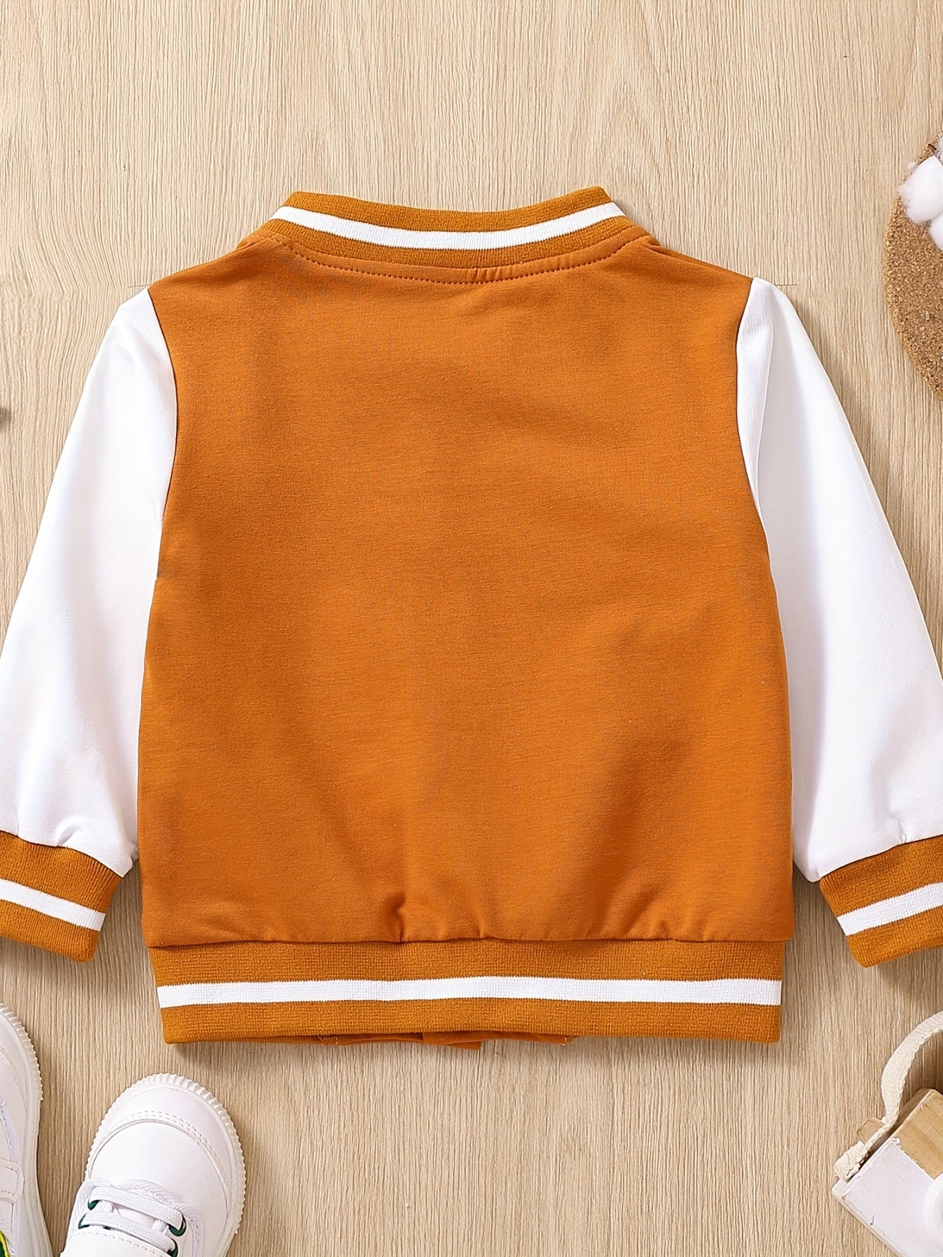 Toddler Contrast Buckle Fall Winter Jacket Baseball Uniform Sports Coat