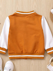 Toddler Contrast Buckle Fall Winter Jacket Baseball Uniform Sports Coat