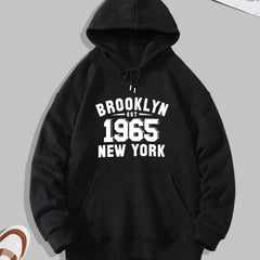 Men's YORK Letter Number Print Hoodie S