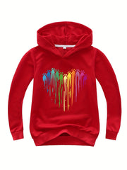 Kids Hoodie with Paws and Heart Print for Boys Girls Toddlers