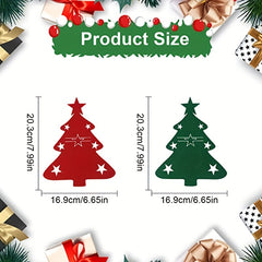 4pcs Xmas Cutlery Bag Pockets Christmas Tree Stars Snowflake Fork Spoon Holder