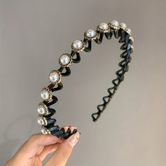 Faux Pearl Flower Hair Hoop Rhinestone Headband Hair Accessories Girls