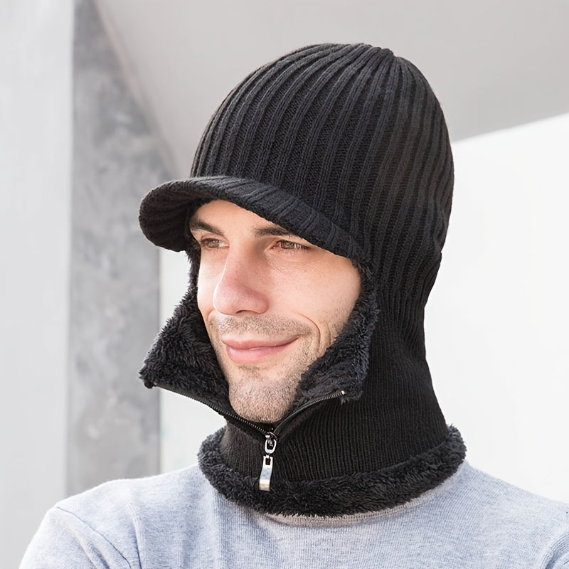 Vintage Knitted Hat Men's Outdoor Sports Pullover Hat Fleece Thread Hat