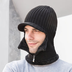 Vintage Knitted Hat Men's Outdoor Sports Pullover Hat Fleece Thread Hat