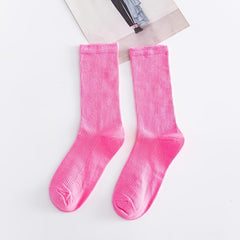 3 Pairs Women's Pink Solid Mid Tube Socks