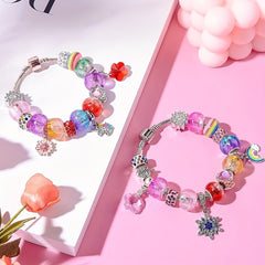 30 PCS Large Hole Glass Beads Mixed Spacer Beads With Rhinestones