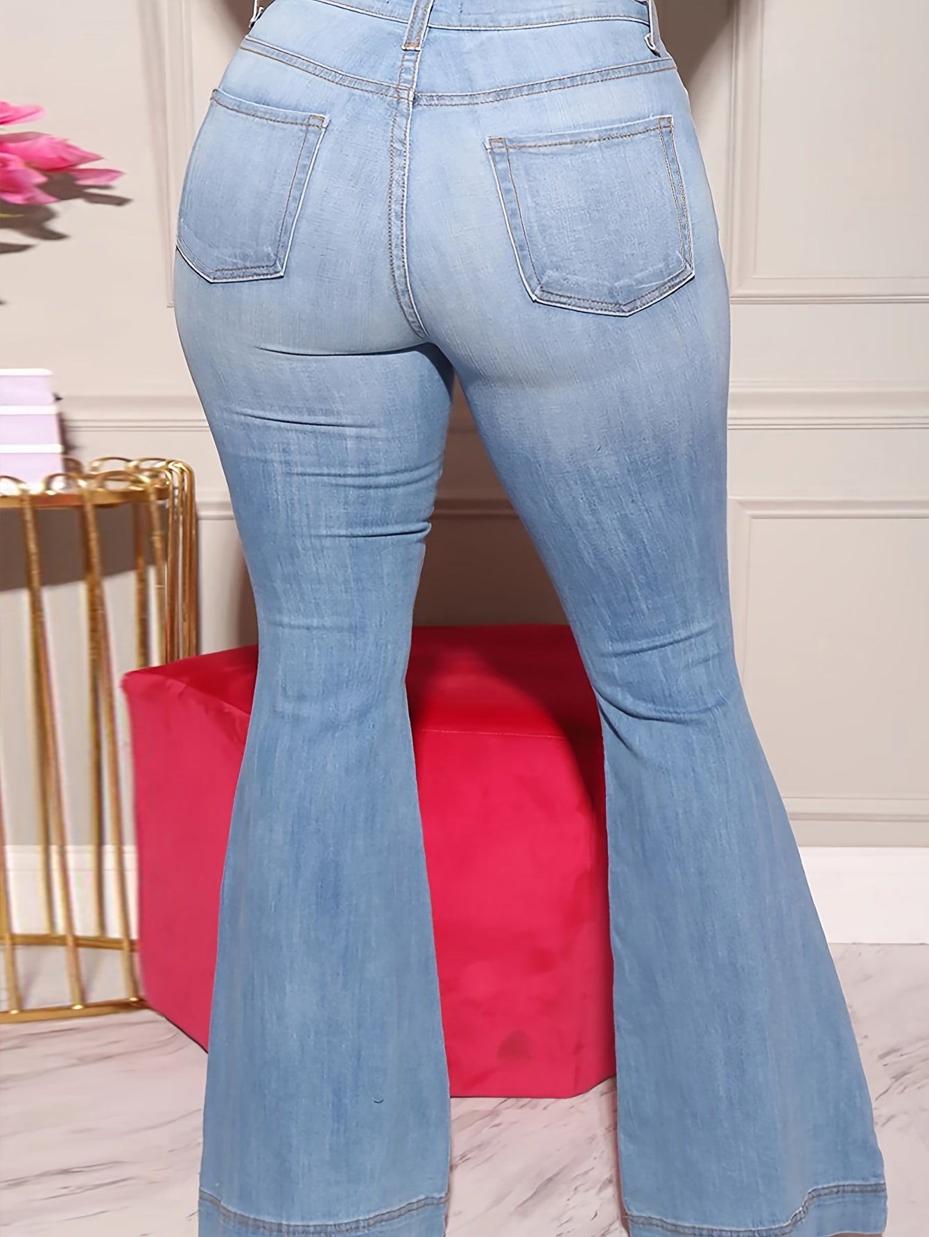 Casual Jeans Women's Plus Stretch Flared Leg Jeans
