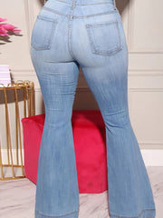 Casual Jeans Women's Plus Stretch Flared Leg Jeans