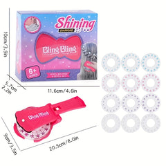 Girls' DIY Makeup Hair Stickers Pink & Multicolor Sparkling Rhjson Pin Set