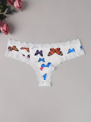 3 Pack Plus Size Butterfly & Heart Print Tanga Panty Set