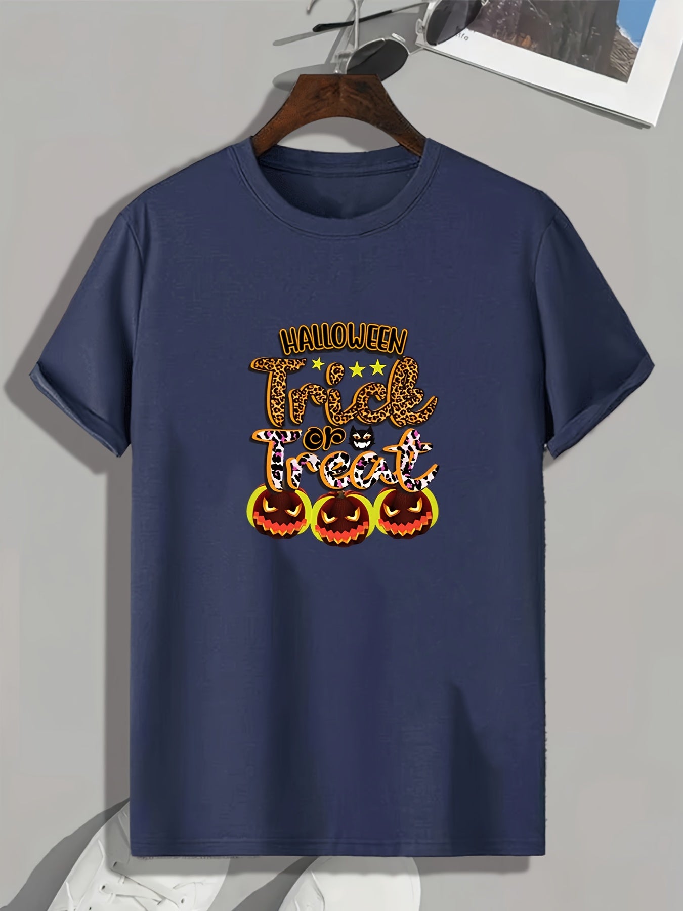 Halloween Letter Pattern Print Men's Comfy T-shirt Graphic Tee