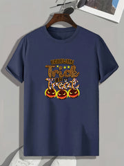 Halloween Letter Pattern Print Men's Comfy T-shirt Graphic Tee