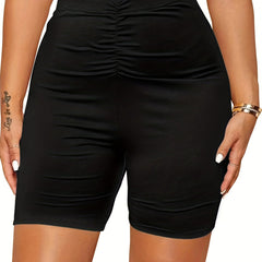 Ribbed High Rise Stretchy Skinny Shorts