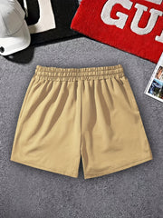 Men's Casual Letter Print Track Shorts Drawstring Waist Summer Workout Shorts