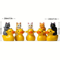 Yellow Duck Cat Kitten Micro Landscape Gardening Doll