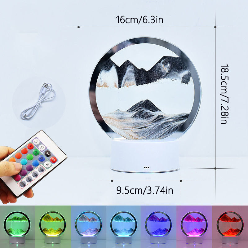 Moving Sand Art Picture 360 Rotating Hourglass Decoration 3D Deep Sea Sandscape