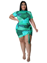 Geometric Colorblock High Neck Bodycon Mini Dress