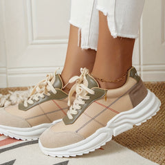 Women's Platform Lace Up Sneakers Low Top Outdoor Shoes