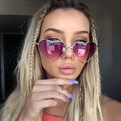 Love Heart Frame Sunglasses Rimless Gradient Lens UV Protection