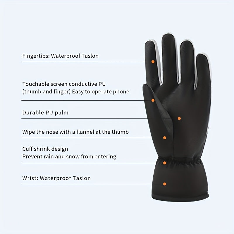 Waterproof Windproof Plush Gloves for Winter Outdoor Activities