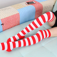 Striped Thigh High Socks Halloween Over The Knee Socks Women's Stockings