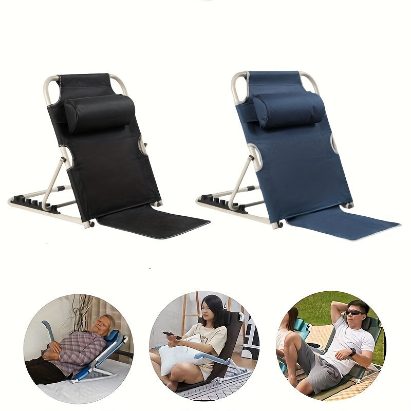 Foldable Lazy Chair Lounger with Headrest Adjustable Angle Bed Backrest Support