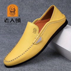 LAORENTOU Men's Leather Loafer Shoes Lightweight Non Slip Casual Shoes