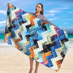 Microfiber Quick Drying Beach Towel With Carrying Bag - Bohemian Print