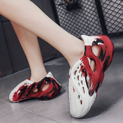 Men's Tie Dye Breathable Cut Out Foam Sneakers