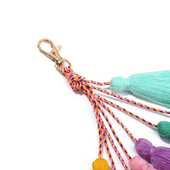 Boho Pom Pom Bag Charm Tassel Keychains Car Key Chain Key Ring Pendant