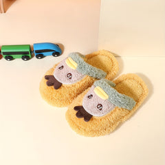 Girls' Cartoon Furry House Shoes, Non Slip Soft Bottom Walking Shoes
