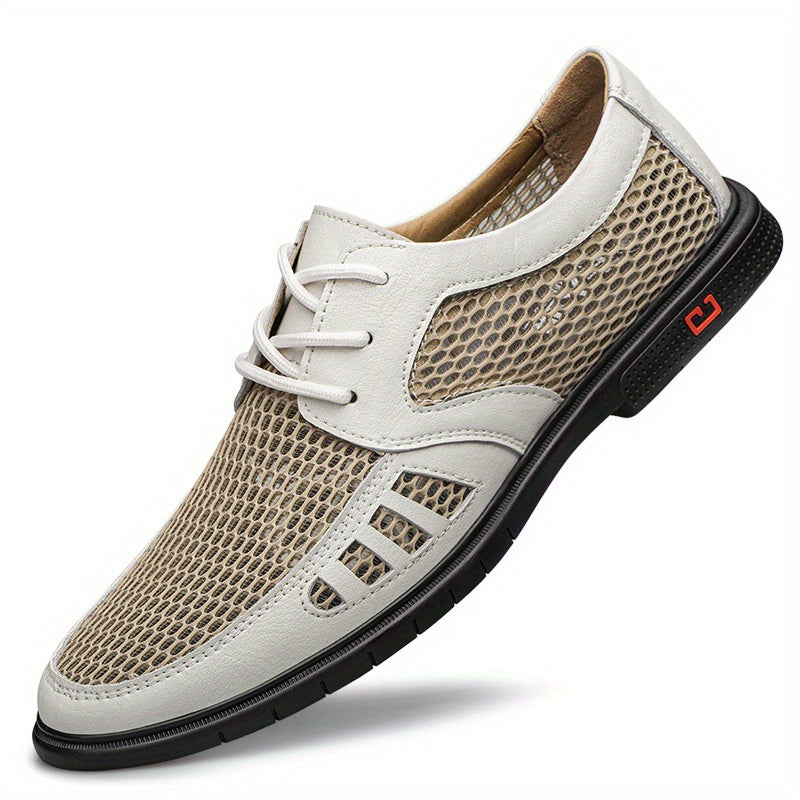Men's Derby Shoes With Ventilation Holes Lace Up Front