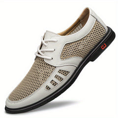 Men's Derby Shoes With Ventilation Holes Lace Up Front