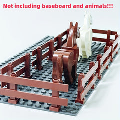 8pcs Brown Building Blocks Fence Set for DIY Animal Scenes