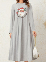 Santa Claus Print Long Sleeve Nightdress