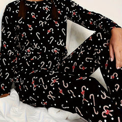 Christmas Lounge Set Long Sleeve Top & Pants Women's Loungewear