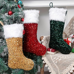 Glitter Plush Christmas Stockings Children's Gift Bag