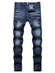 Distressed High Stretch Denim Jeans Men's Casual Slim Fit