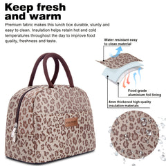 Leopard Insulated Lunch Bag for Work School Picnic Travel
