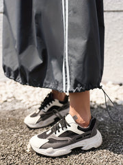 Striped Print Drawstring Skirts Casual Elastic Waist Maxi Skirts