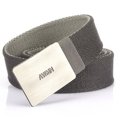 Canvas Mens Belt Leather Belt Silver Buckle Belt