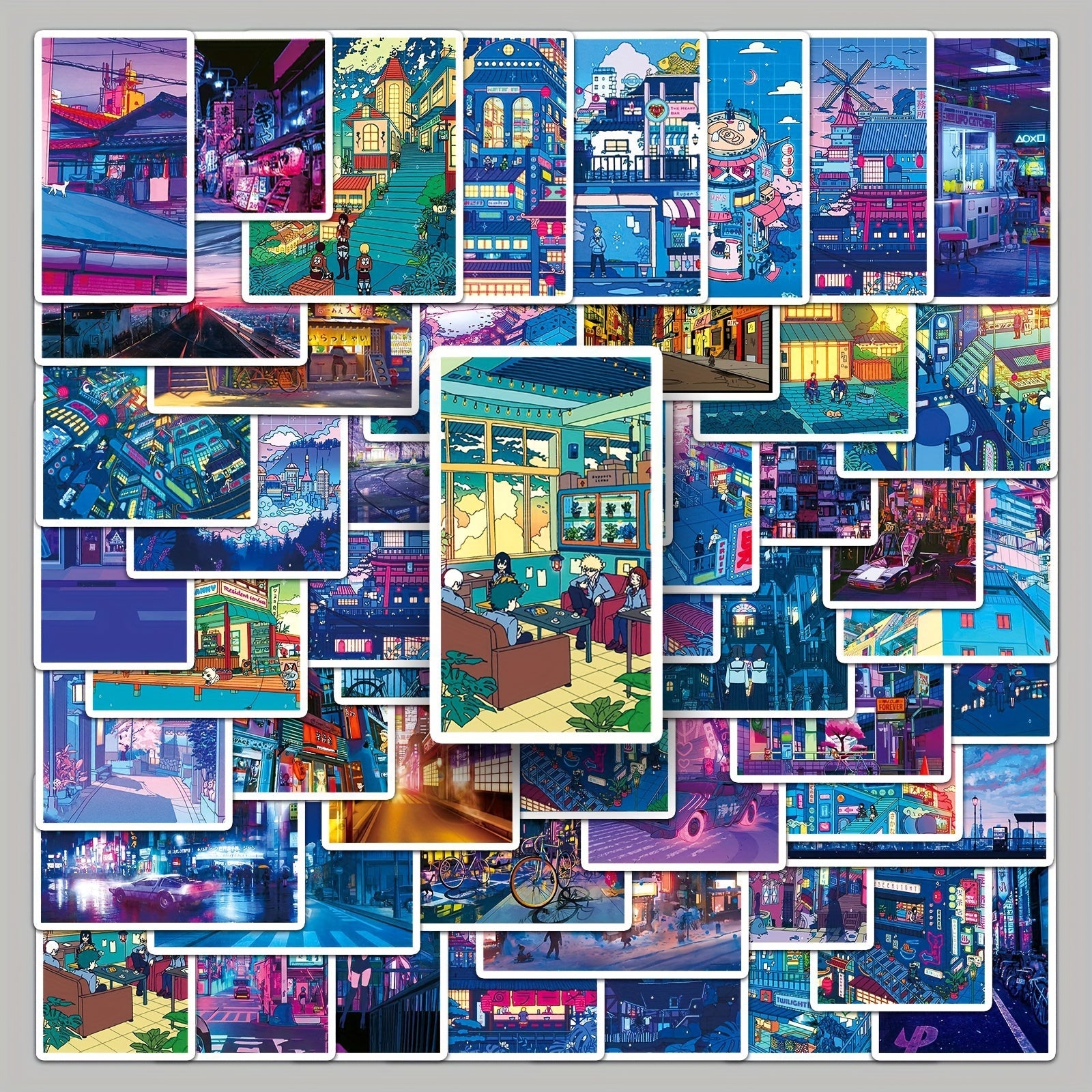 50 Night Scene Vinyl Stickers - Waterproof for Notebook, Laptop, Water Bottle