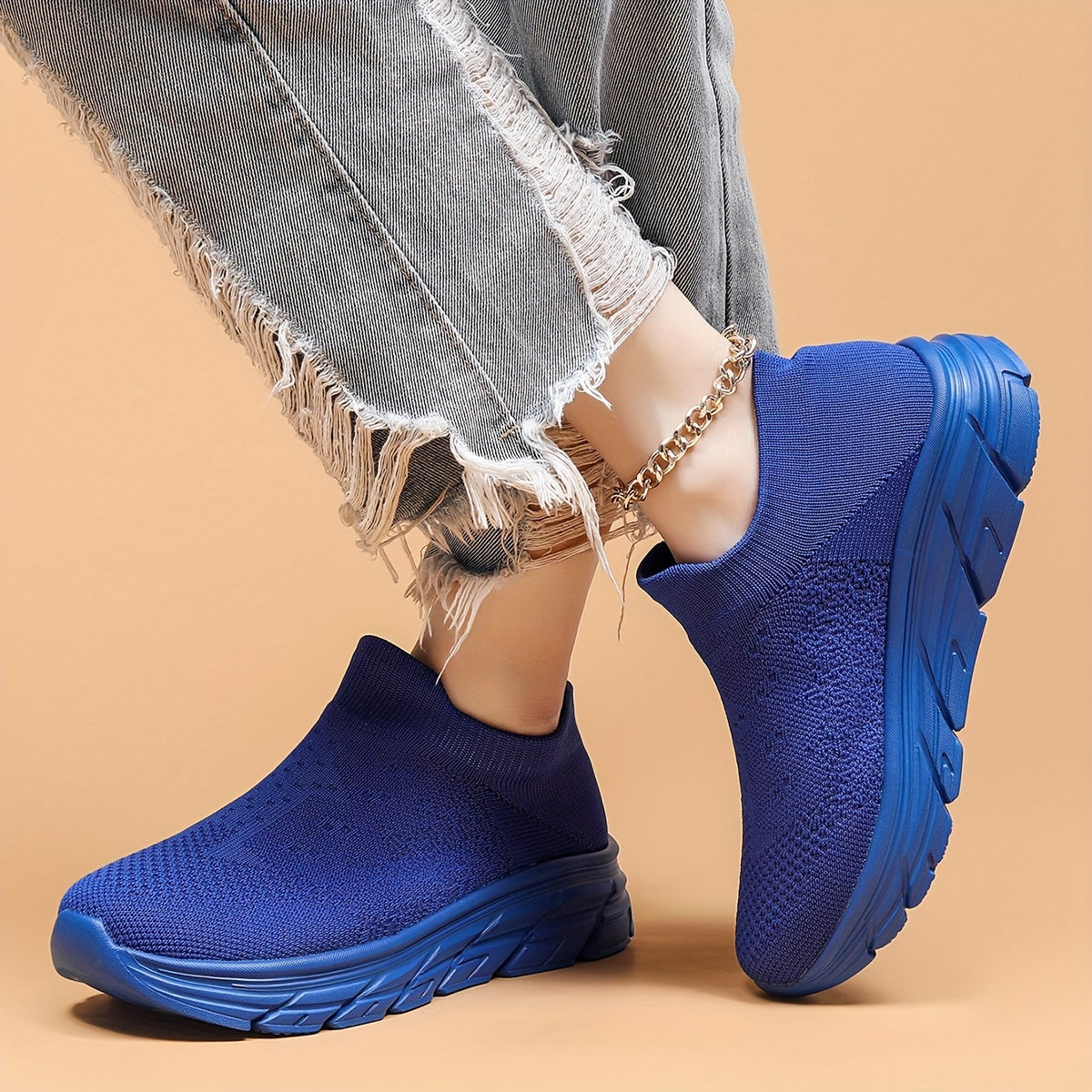 Solid Mesh Breathable Woven Casual Shoes Soft Comfortable Shock Absorption