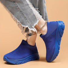 Solid Mesh Breathable Woven Casual Shoes Soft Comfortable Shock Absorption