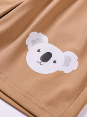 Boys Cartoon Koala Graphic Casual Outfit Round Neck T shirt & Shorts Set