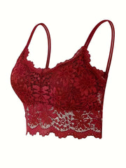 Floral Lace Wireless Bra Double Straps